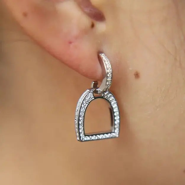 AWST Clear Cz English Stirrup Earrings