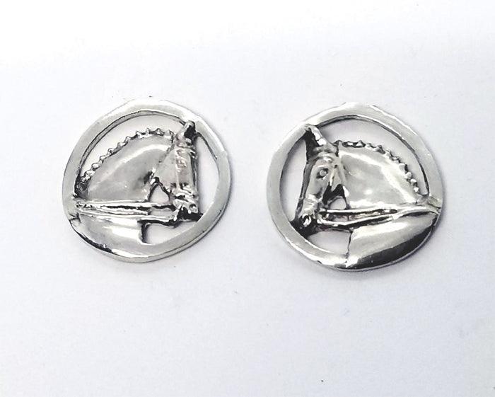 Dressage Horse Head in a Circle Stud Earrings