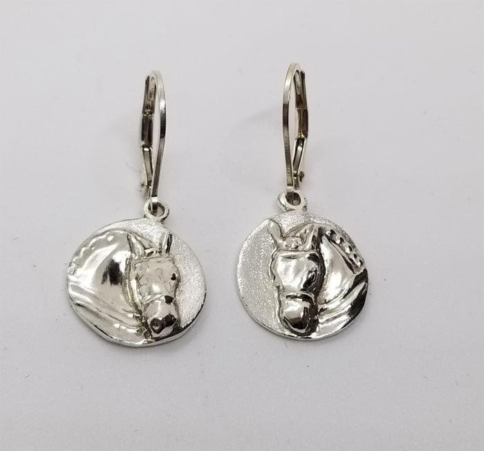 Dressage Horse Round Lever Back Earrings