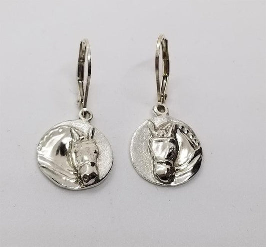 Dressage Horse Round Lever Back Earrings