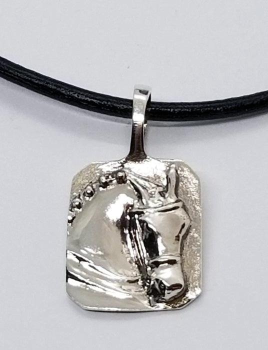 Dressage Horse Squared Pendant