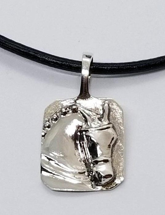 Dressage Horse Squared Pendant