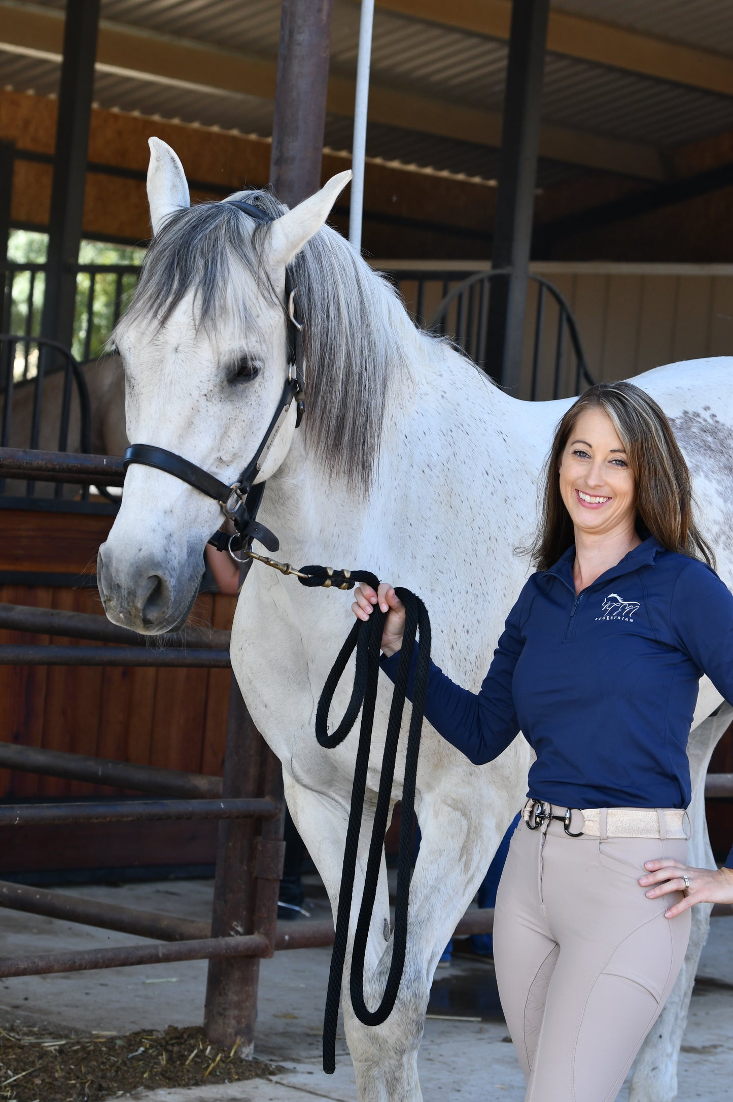 Women Equestrian, long sleeve base shirt with CM logo on chest