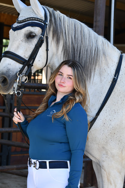 Women Equestrian, long sleeve base shirt with CM logo on chest