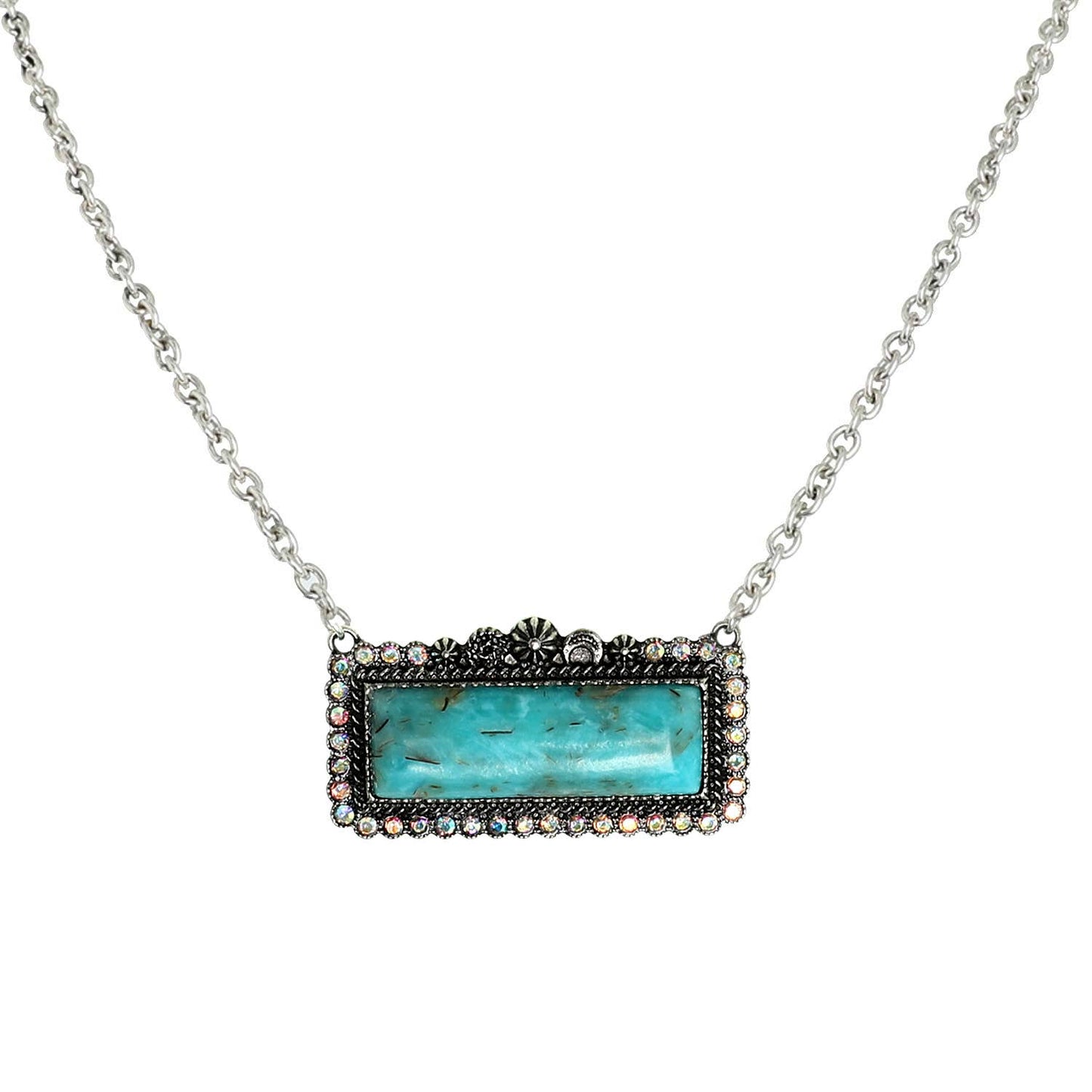 Western Rectangle Turquoise Bar Concho Necklace