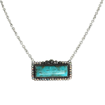 Western Rectangle Turquoise Bar Concho Necklace