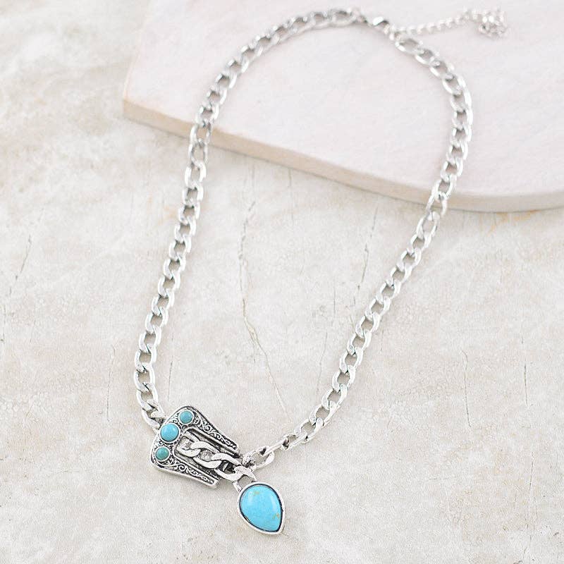 Turquoise Buckle Chain Necklace