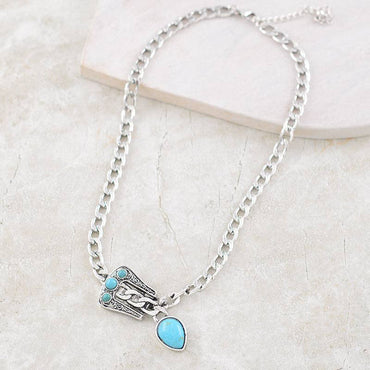 Turquoise Buckle Chain Necklace