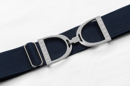 Navy - 1.5" Silver Stirrup Equestrian Elastic Belt