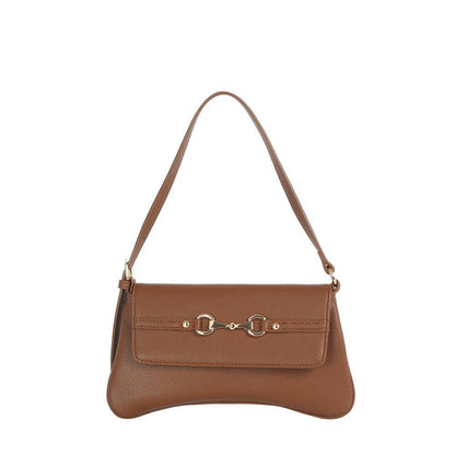 Horsebit Curved Baguette Shoulder Bag