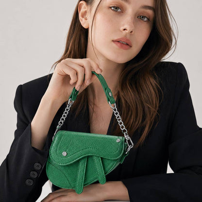 Faux Leather Mini Saddle Shoulder Crossbody Bag