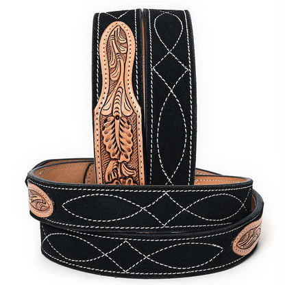 Hand Tooled Genuine American Suede Leather Belt Unisex