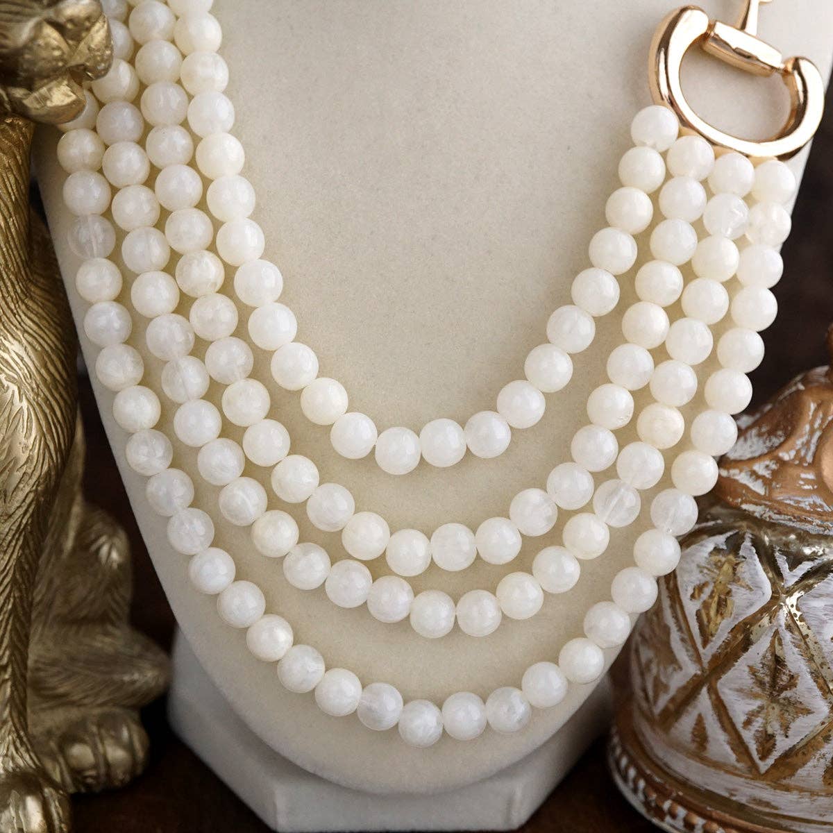 Polished Rider – Multi-Strand Acrylic Bead Horse Bit Necklace