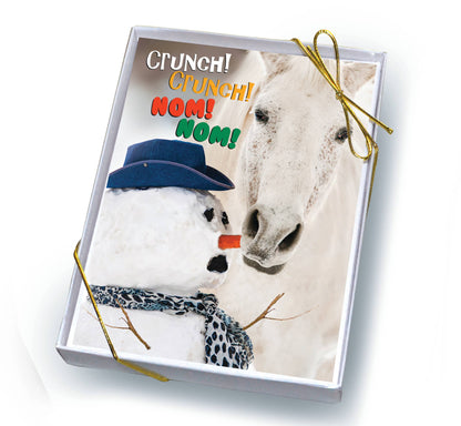 Horse Boxed Christmas Cards | Snowman Crunch | 8 Holiday