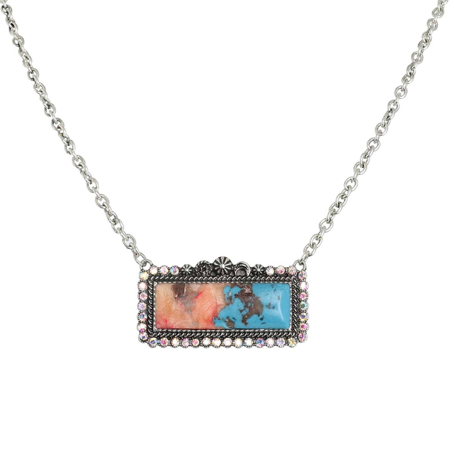 Western Rectangle Turquoise Bar Concho Necklace