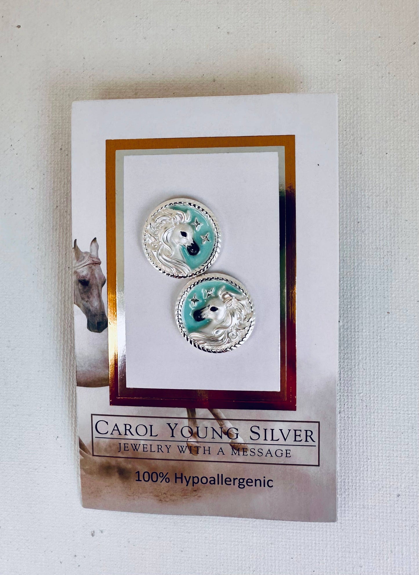 Arabian horse face Disk Earrings POST / Jewelry
