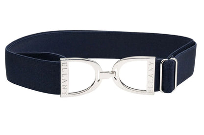 Ellany™ Elastic Belt 1.5" Navy with Silver Stirrup CORE Collection