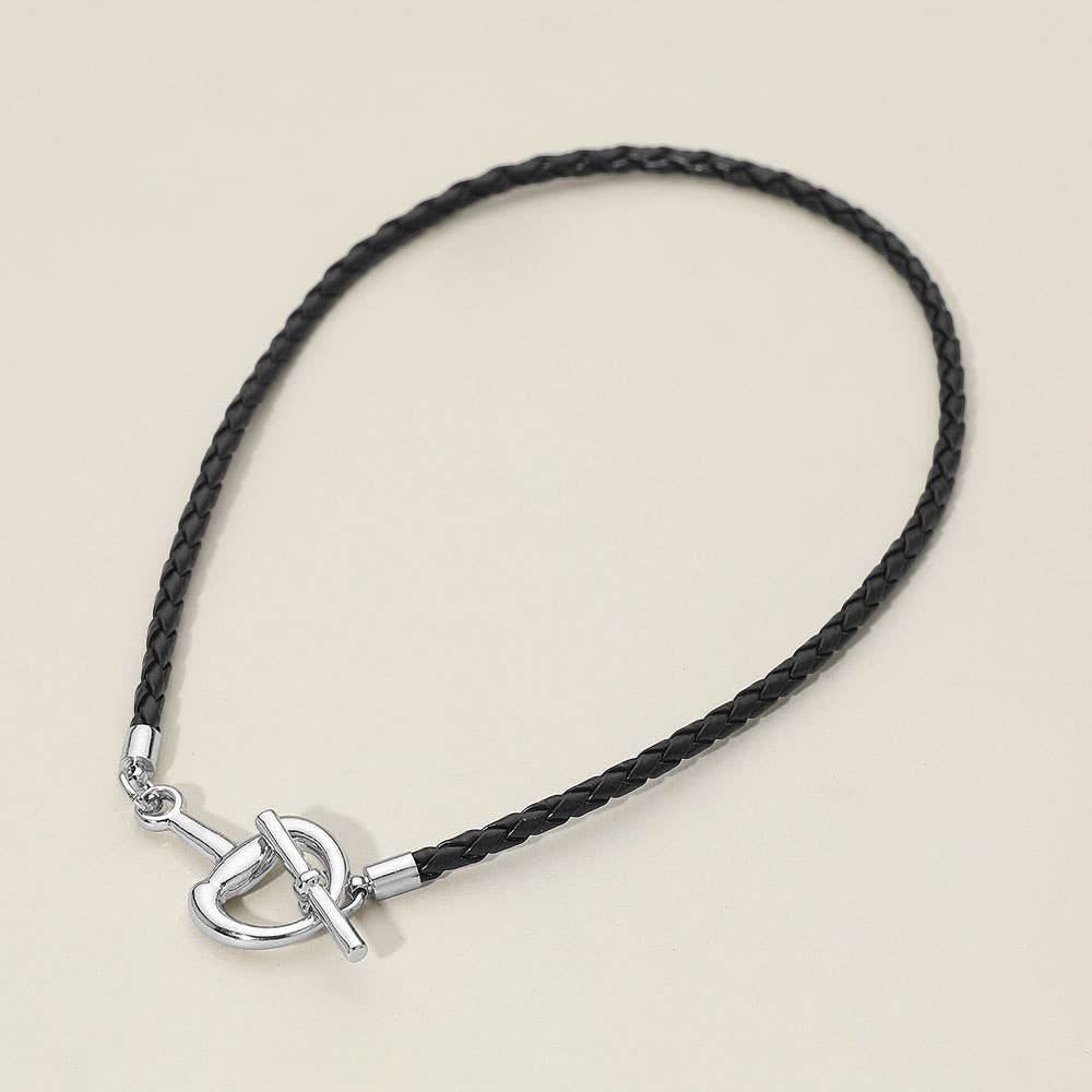 Meal Horsebit Toggle Accent Braided Cord Necklace