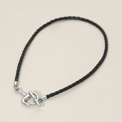 Meal Horsebit Toggle Accent Braided Cord Necklace