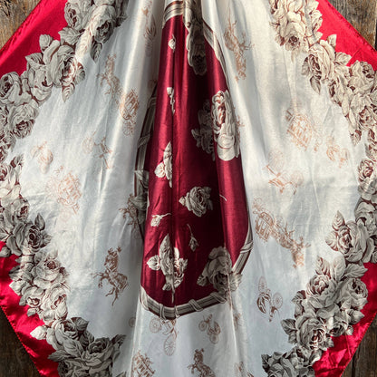 35X35"  Red & Wine Floral Wild Rag / Scarf WR592