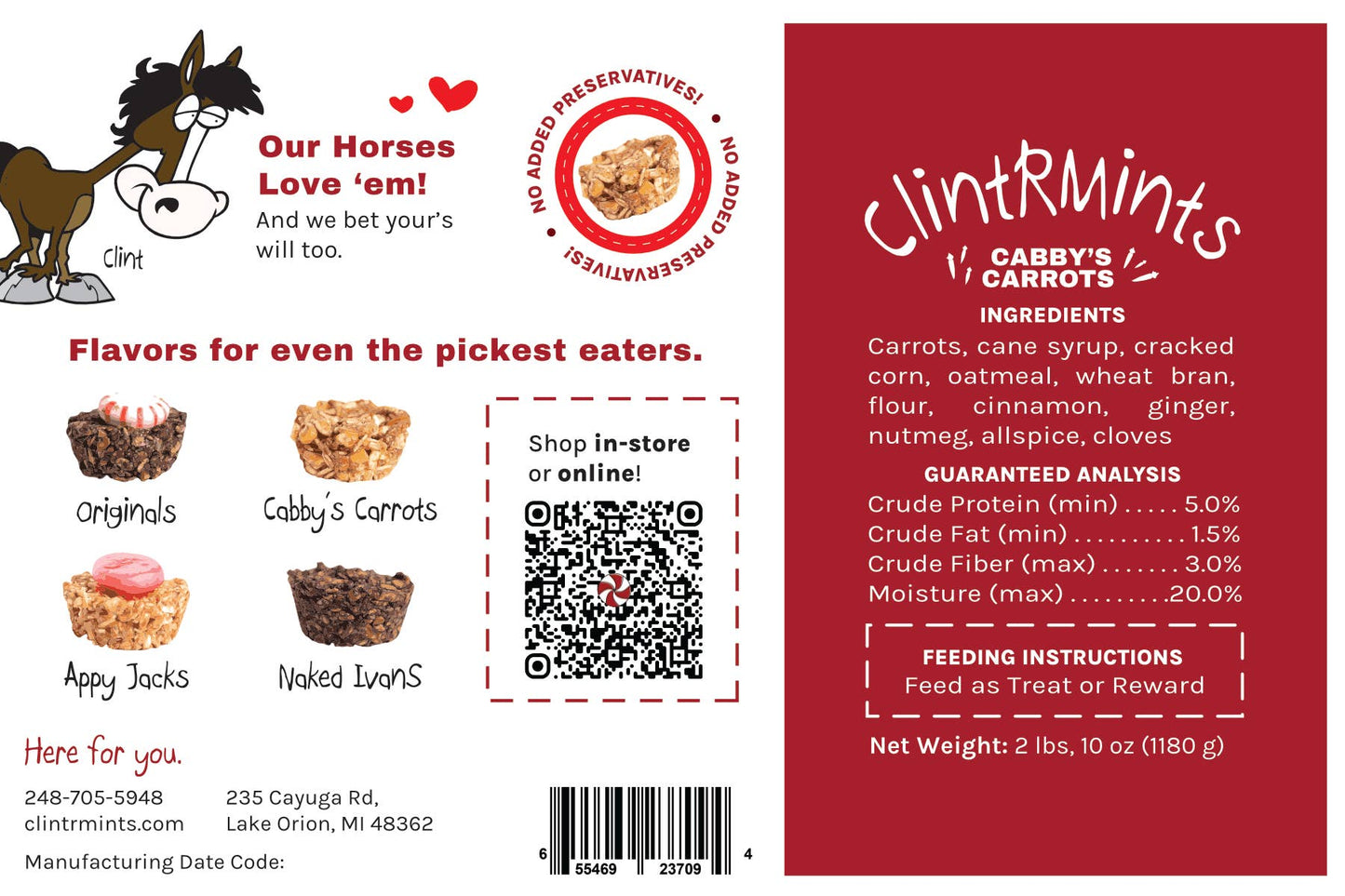 ClintRMint Horse Treats Cabby's Carrots Flavor