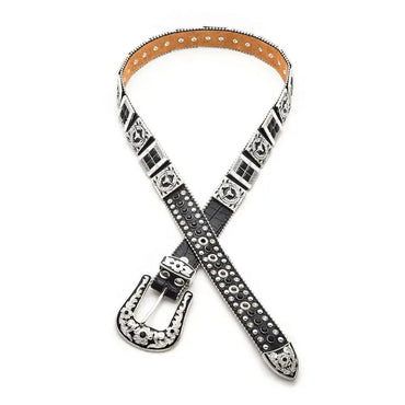 Long Horn Concho Crystal Western Belt Adult Black