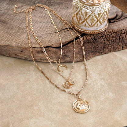 Moonlit Rider – Layered Horse Coin Necklace