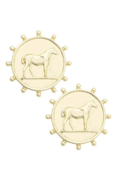 Kay Equestrian Coin Earrings in Shiny Gold