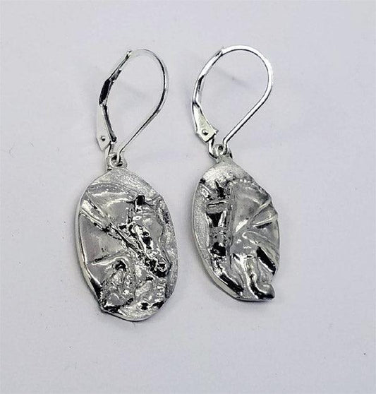 Fancy Hunter Jumper Oval Lever Back Earrings