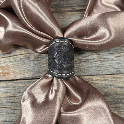 Dark Oil Honeycomb Leather Wild Rag Slide #LS263