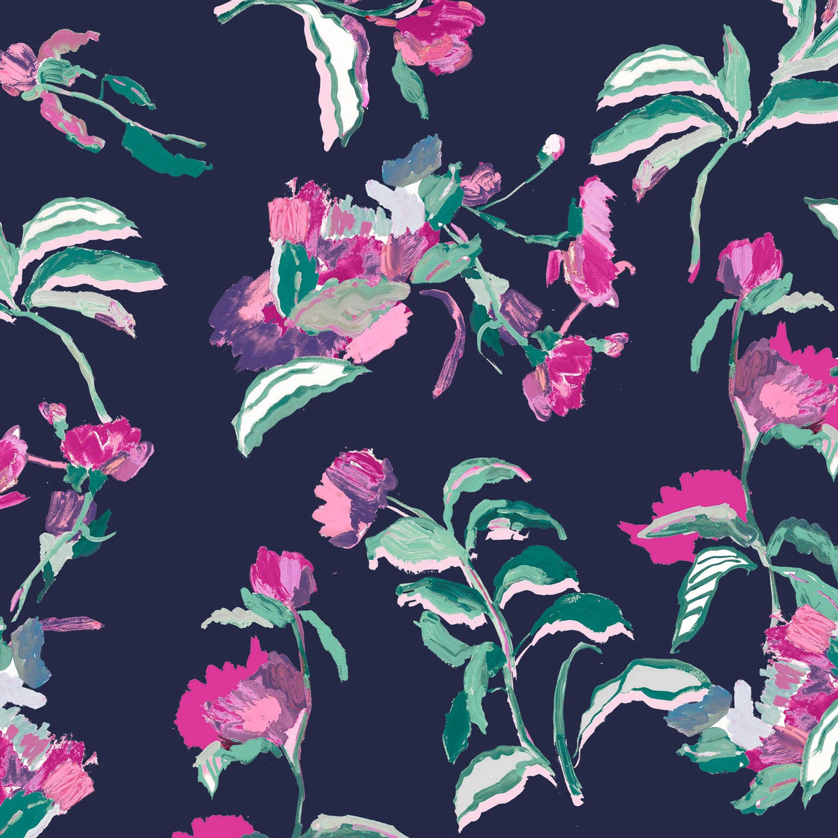 Long Sleeve Navy Garden Blooms Raglan 1/4 Zip Sun Shirt