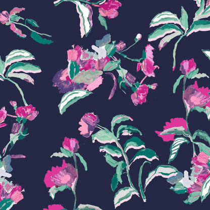 Long Sleeve Navy Garden Blooms Raglan 1/4 Zip Sun Shirt