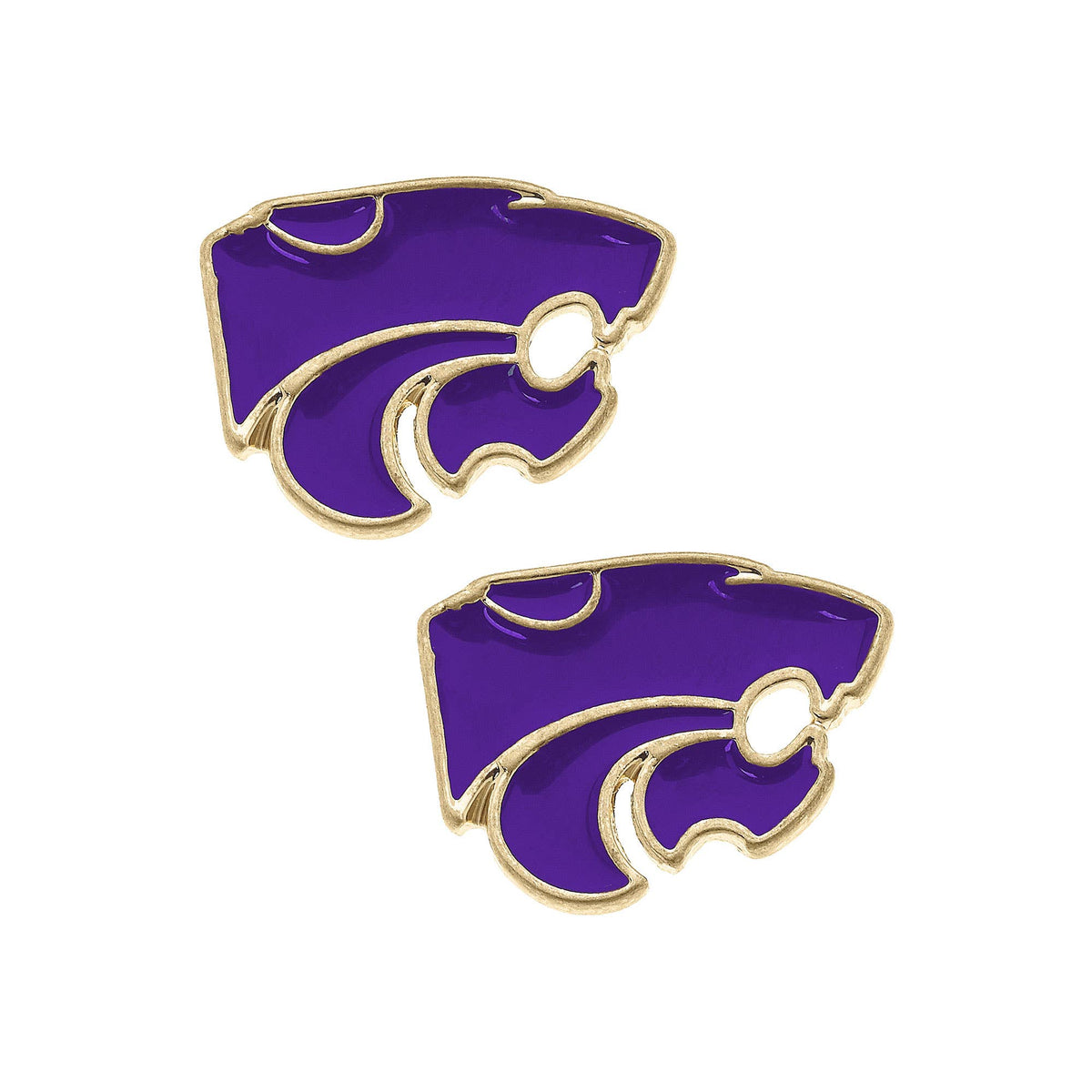 Kansas State Wildcats Enamel Logo Stud Earrings Gold