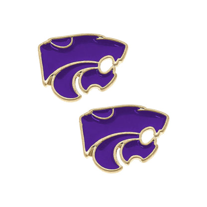 Kansas State Wildcats Enamel Logo Stud Earrings Gold