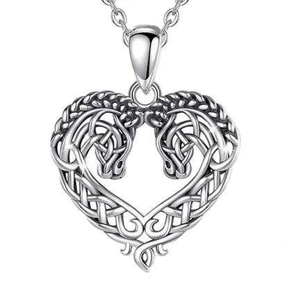 Sterling Silver Celtic Knot Horse Heart Necklace