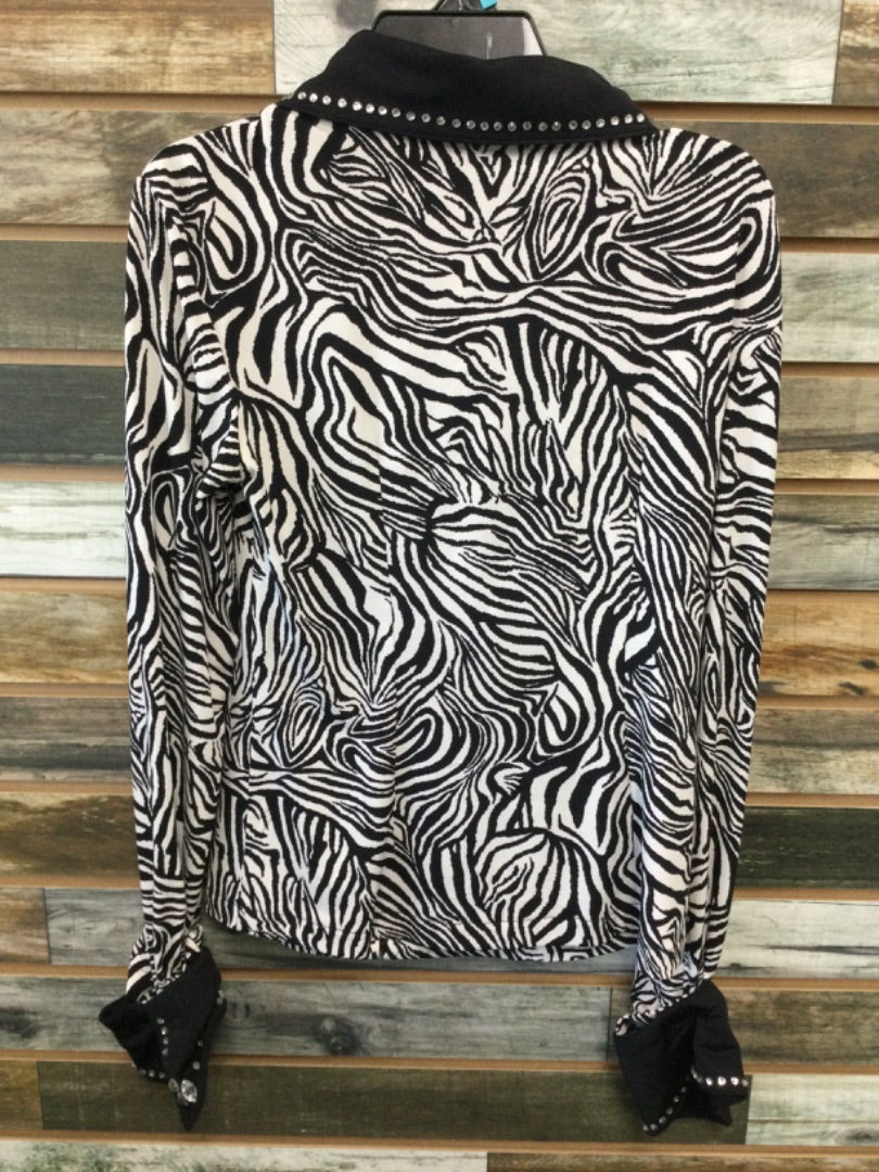 USED Equilong Youth Western Show Shirt Small Zebra