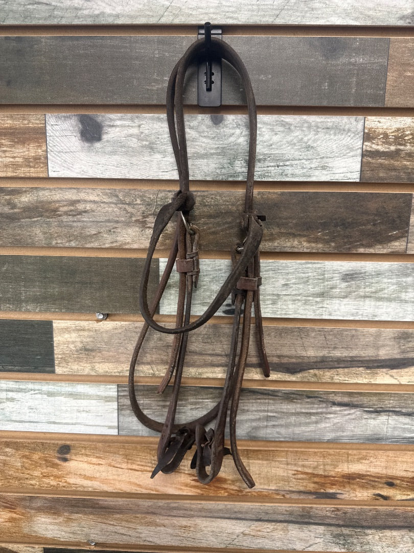 USED Weaver Western Headstall w/ Barbed Wire Detail Horse Dark Oil