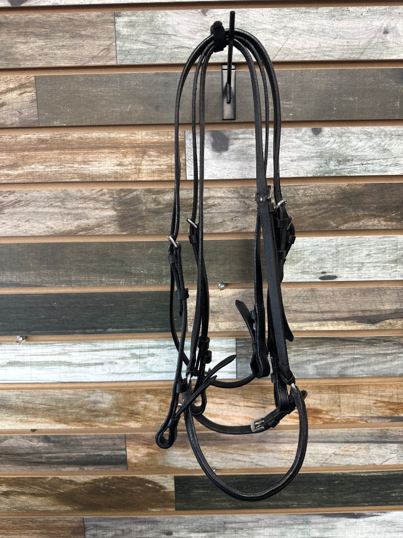 USED  Double Bridle with Drop Nose Band Cob Black