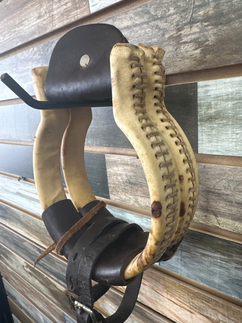 USED Round Rawhide Western Stirrups D/O