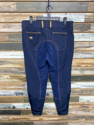USED Piper By Smartpak Full Seat Breeches 32R Navy/Tan