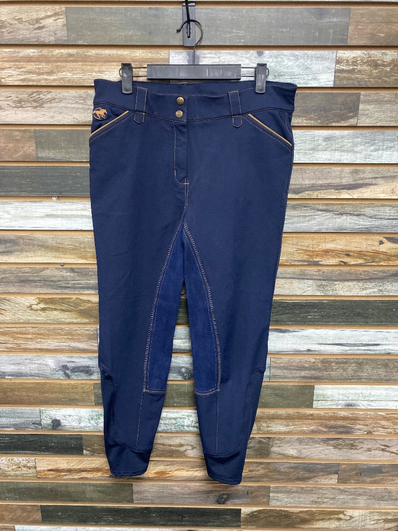 USED Piper By Smartpak Full Seat Breeches 32R Navy/Tan