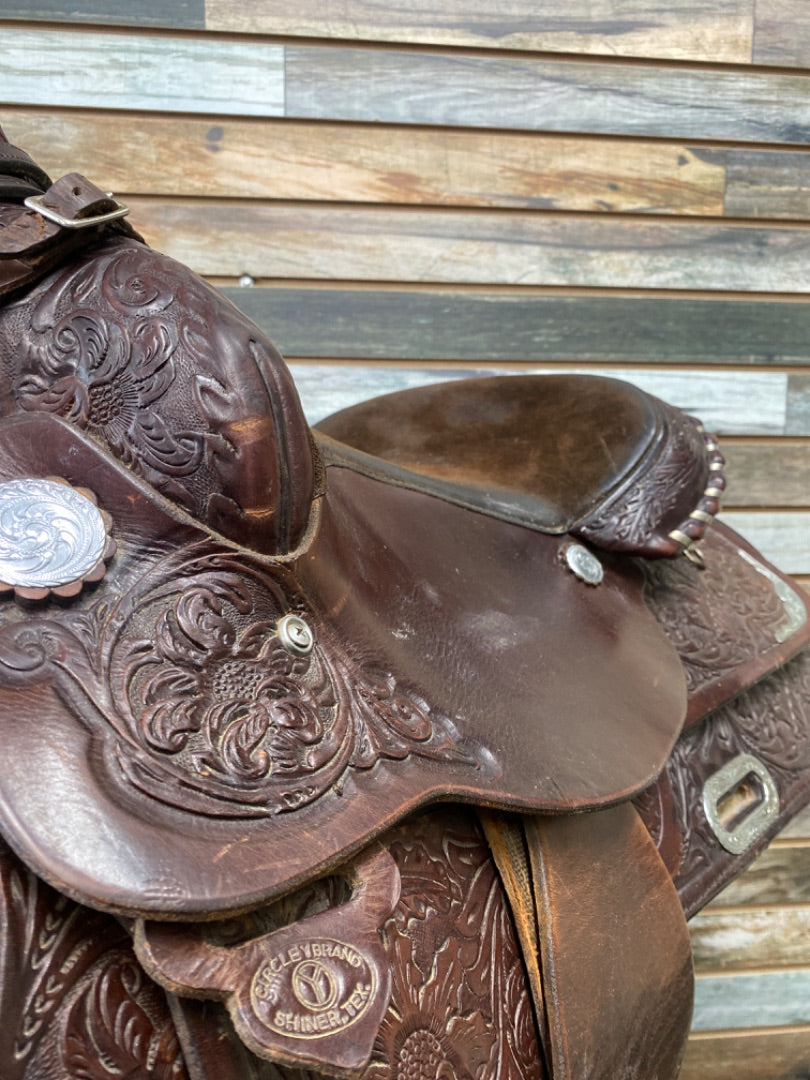 USED Circle Y Western Trail Saddle 14.5 Dark Oil