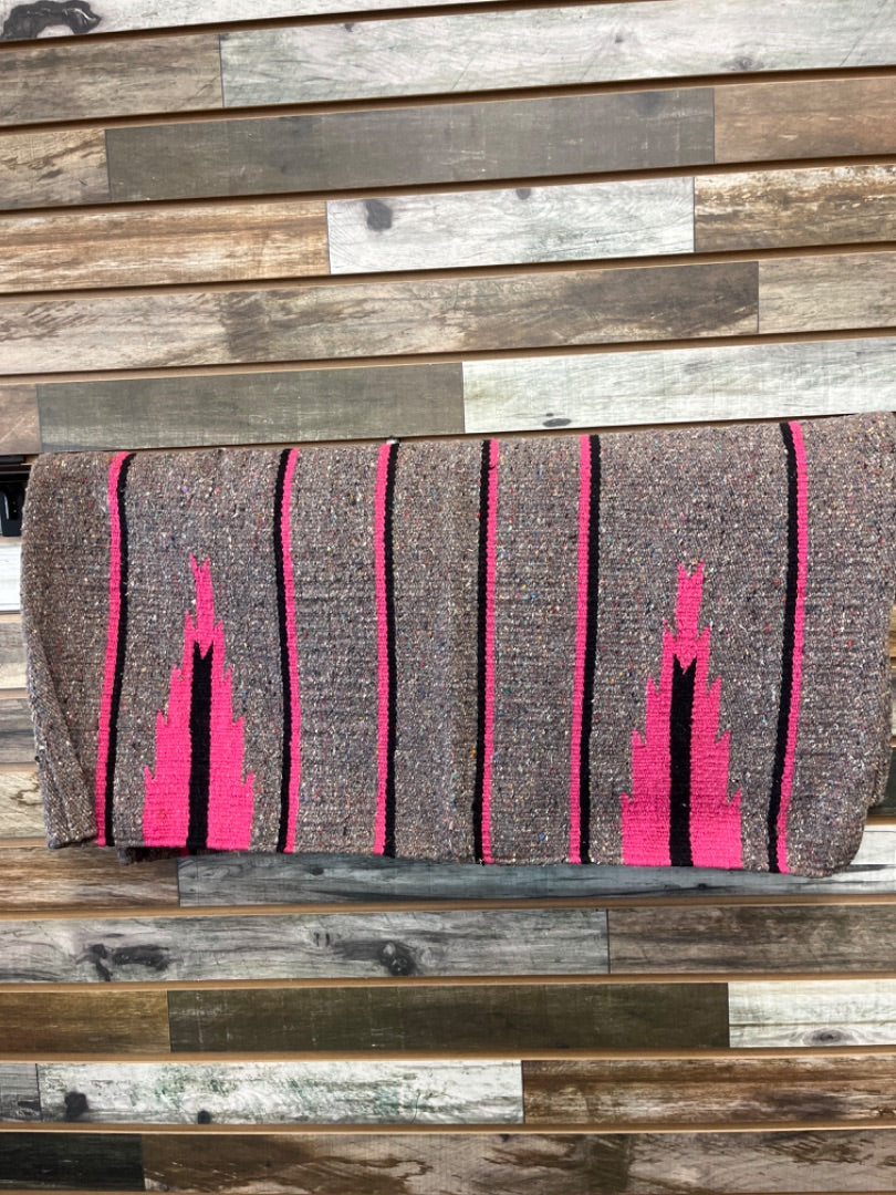 USED  Western Saddle Blanket  Black/Grey/Pink