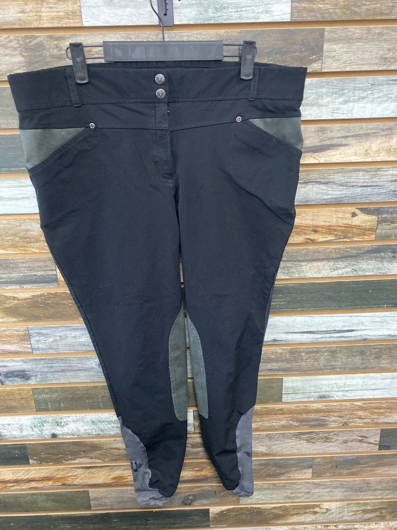 USED TuffRider Knee Patch Breeches 34 Black