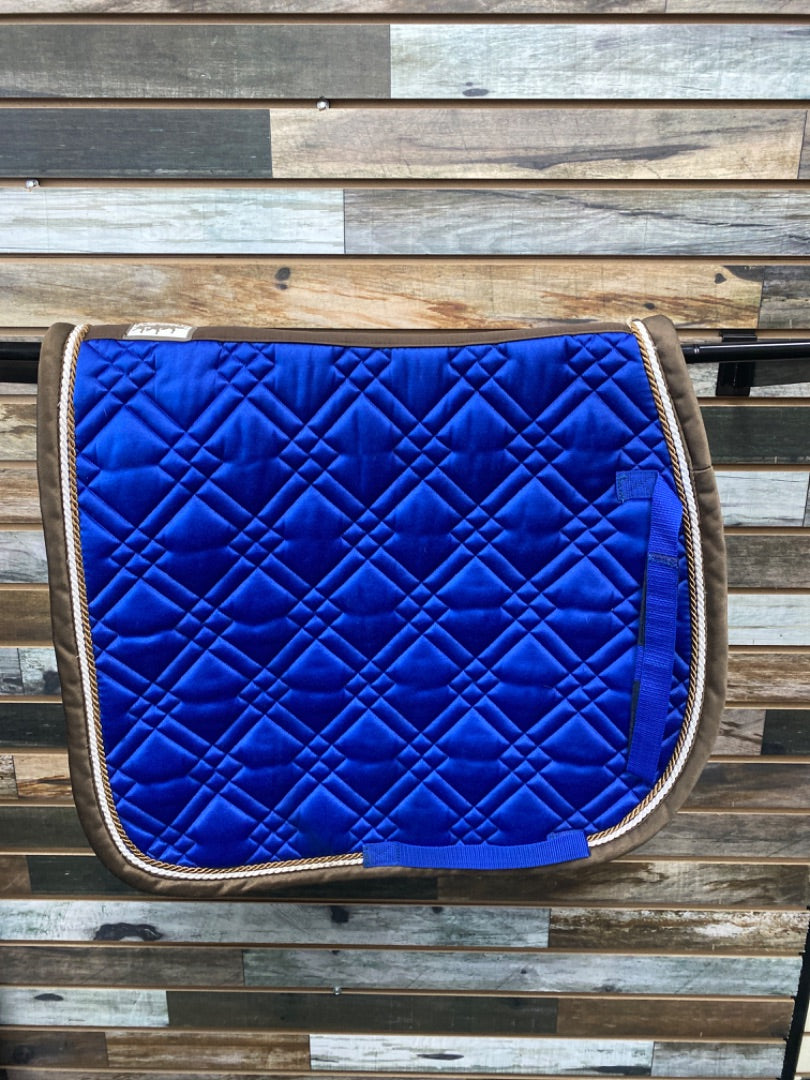 USED Eskadron Dressage Pad Cob Royal Blue w/ Brown and White