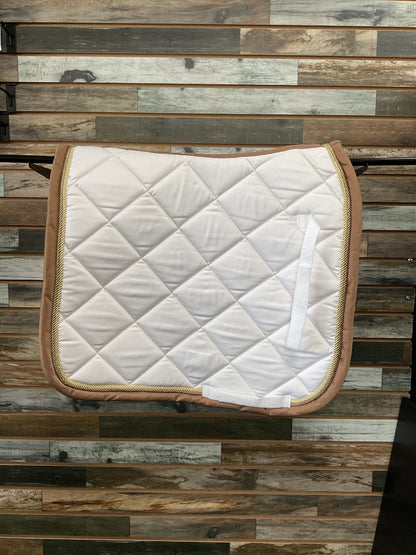 USED Lauria Garrelli Dressage pad like new Full Wite with Brown and gold trim