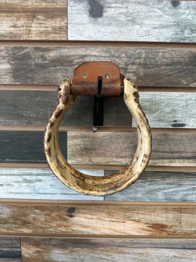 USED Round Rawhide Western Stirrups