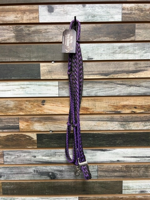 USED  Braided Barrel Reins  Purple/Black