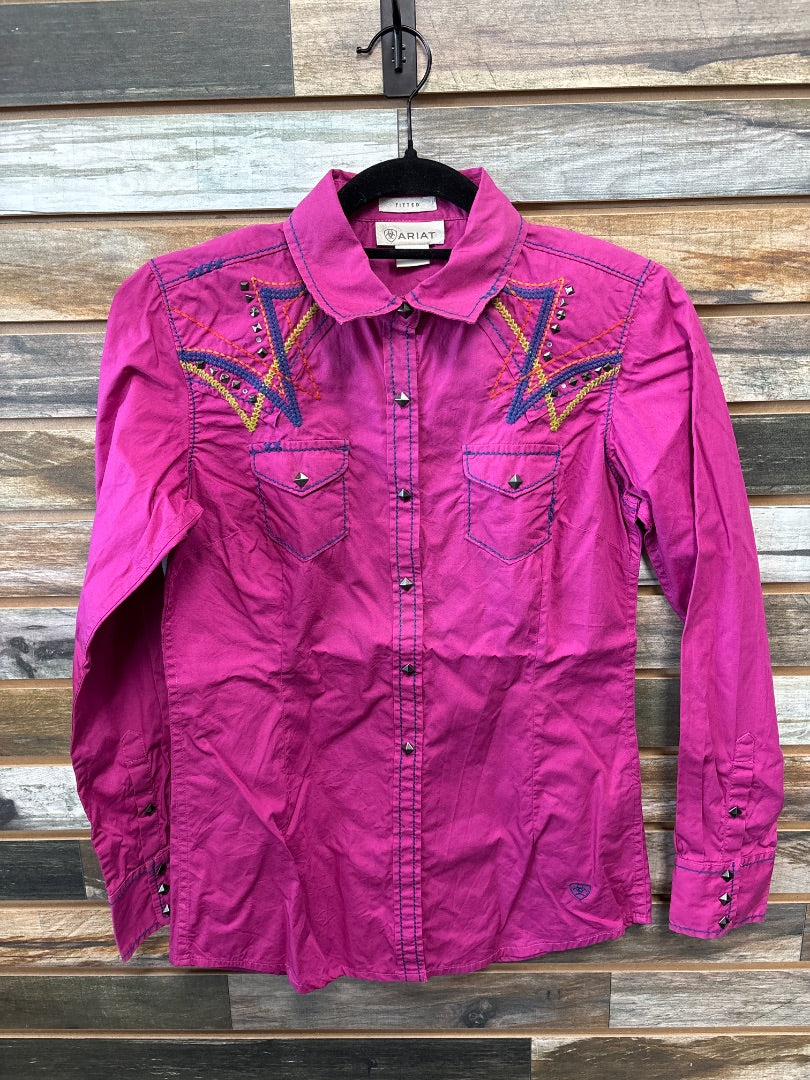 USED Ariat Ladies Western Top Small Hot Pink