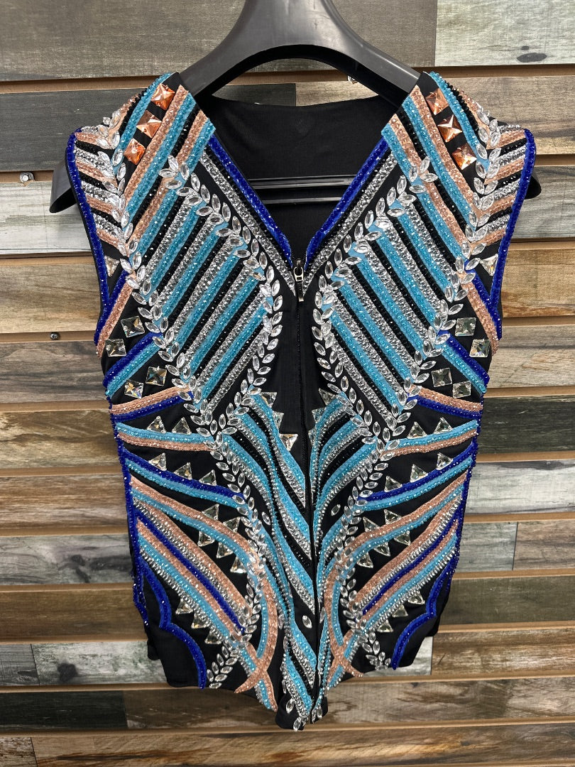 USED  Western Show Vest Small/Medium Multi Color